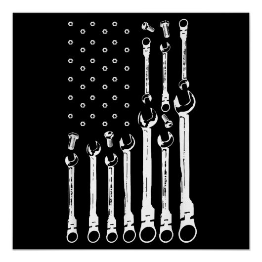 Mechanische Vlag Amerikaanse Patriottische Vlag Au Perfect Poster (Voorkant)