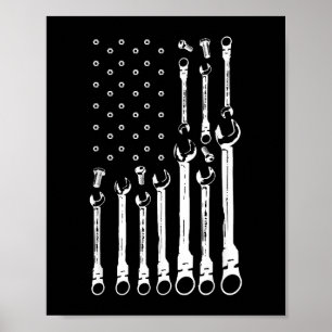 Mechanische Vlag Amerikaanse Patriottische Vlag Au Poster