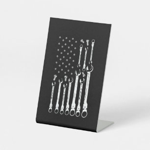 Mechanische Vlag Amerikaanse Patriottische Vlag Au Reclamebord Met Voetstuk