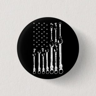 Mechanische Vlag Amerikaanse Patriottische Vlag Au Ronde Button 3,2 Cm