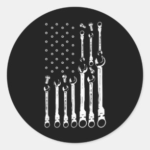 Mechanische Vlag Amerikaanse Patriottische Vlag Au Ronde Sticker