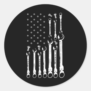 Mechanische Vlag Amerikaanse Patriottische Vlag Au Ronde Sticker