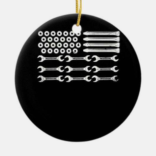 Mechanische Vlag Patriottisch Mechanisch VS Vlag O Keramisch Ornament (Voorkant)