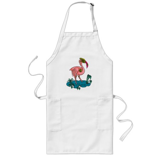 Mechanische vogel, roze flamingo Mecha Robot Lang Schort (Voorkant)