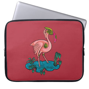 Mechanische vogel, roze flamingo Mecha Robot Laptop Sleeve