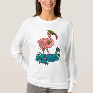 Mechanische vogel, roze flamingo Mecha Robot T-shirt