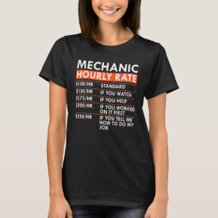 Mechanische vrachtwagen met uurtarief t-shirt