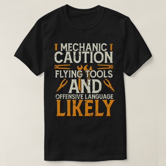 Mechanische waarschuwing Funny Auto T-shirt (Design voorkant)