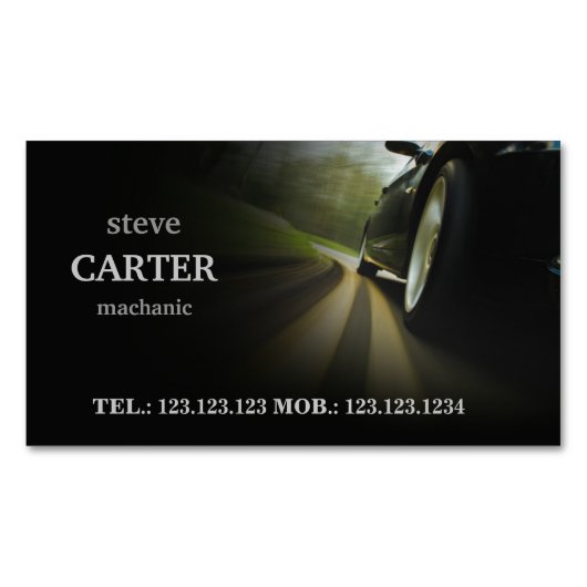 Mechanische zwarte autofierkaart magnetisch visitekaartje (Voorkant)