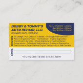 Mechanisme voor reparatie van auto's 2 zonder hulp visitekaartje (Achterkant)