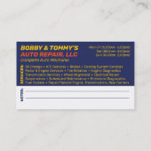 Mechanisme voor reparatie van auto's 2 zonder hulp visitekaartje (Achterkant)