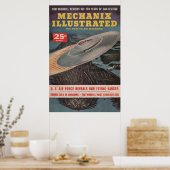 Mechanix Illustrated  Pulp Magazine UFO C Poster (Keuken)