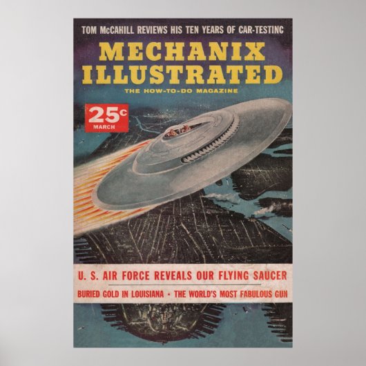 Mechanix Illustrated  Pulp Magazine UFO Poster (Voorkant)