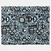 Mechanoïde wereld - zwart en wit met Lt Blue Fleece Deken (Voorkant (Horizontaal))