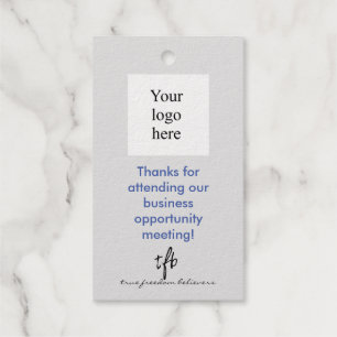 Med. Bl. en Lt. Grey Bus. Opp. Mtg. Logo Silver Cadeaulabels