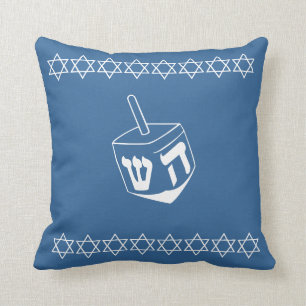 Med. BLUE & WHITE, DREIDEL & STARS-kussen Kussen