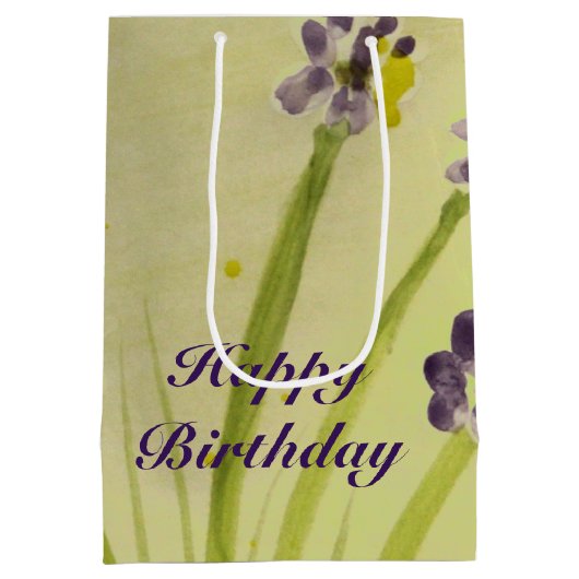 Med Cadeautas in Paarse en Limoen bloemenontwerp (Achterkant)