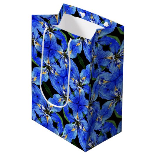 Med geschenkzak blauw iris medium cadeauzakje (Voorkant Gekanteld)