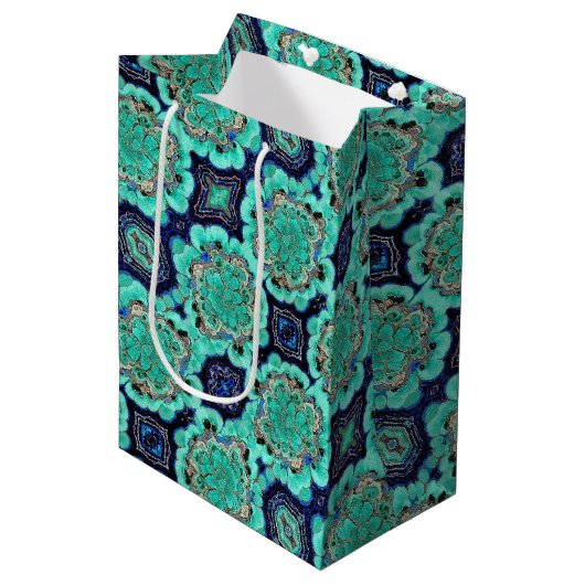 Med Gift Bag Azurite/Malachiet Geode Medium Cadeauzakje (Voorkant Gekanteld)
