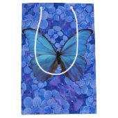 Med Gift Bag Blauw Morpho op Hydrangea Medium Cadeauzakje (Voorkant)