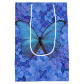 Med Gift Bag Blauw Morpho op Hydrangea Medium Cadeauzakje (Achterkant)