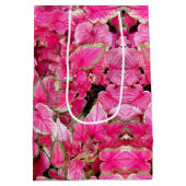 Med Gift Bag Roze bladeren Medium Cadeauzakje (Achterkant)