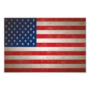 Med  Grunge Style American Flag Photo Print Foto Afdruk