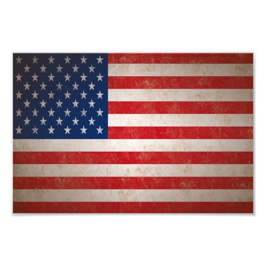 Med Grunge Style American Flag Photo Print Foto Afdruk (Voorkant)