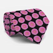 Med Pink & Black Gerbera Daisy Polka Dot Mannen St Stropdas (Opgerold)