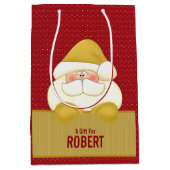 MED: Rood en Goud Kerstthema Medium Cadeauzakje (Voorkant)