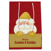 MED: Rood en Goud Kerstthema Medium Cadeauzakje (Achterkant)