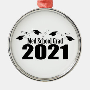 MED School Afstudeerder 2021 Petten en diploma's ( Metalen Ornament