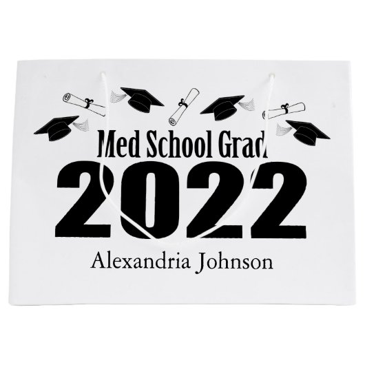 Med School Afstudeerder 2022 Afstuderen Gift Bag ( Groot Cadeauzakje (Voorkant)