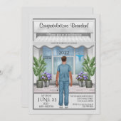 Med School Afstudeerder Mannelijke Afstuderen Uitn Kaart (Voorkant / Achterkant)