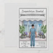 Med School Afstudeerder Mannelijke Afstuderen Uitn Kaart (Voorkant / Achterkant)