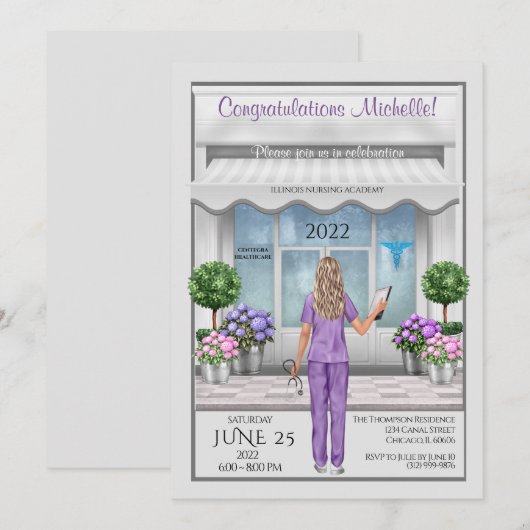 Med School Afstudeerder Nurse Afstudeerder Vrouw U Kaart (Voorkant / Achterkant)