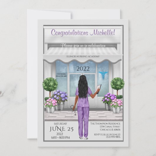 Med School Afstuderen Hispanic African Invite Kaart (Voorkant)