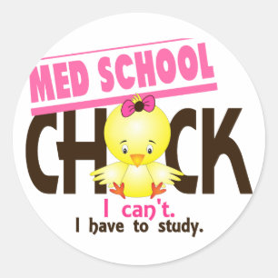 Med School Chick 1 Ronde Sticker