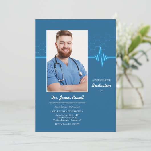 Med School Foto Afstuderen Kaart (Staand voorkant)