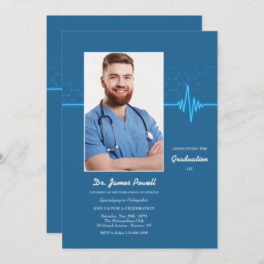 Med School Foto Afstuderen Kaart (Voorkant / Achterkant)