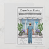 Med School Male Afstuderen Uitnodiging (Voorkant / Achterkant)