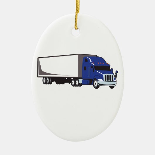 MED SEMI TRUCK KERAMISCH ORNAMENT (Voorkant)