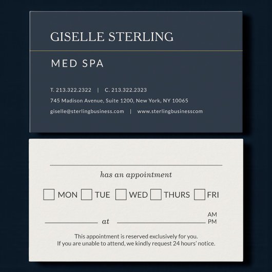 Med Spa Office Appointment Reminder Visitekaartje