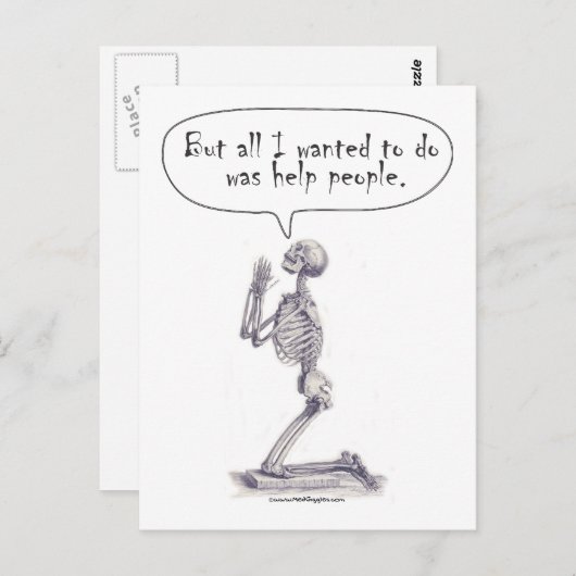 Med Student Skeleton Prayer Briefkaart (Voorkant / Achterkant)