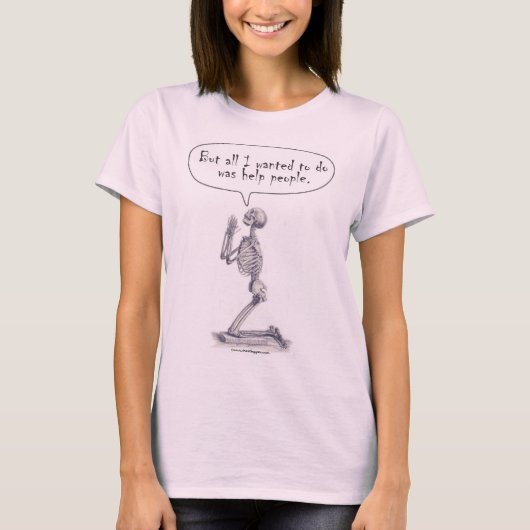 Med Student Skeleton Prayer T-shirt (Voorkant)