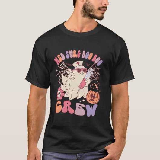 Med Surg Boo Crew Ghost Nurse Halloween Vrouwen T  T-shirt (Voorkant)