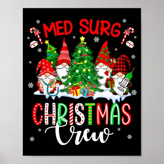 Med Surg Christmas Crew Group Gnomes Decorating Xm Poster (Voorkant)
