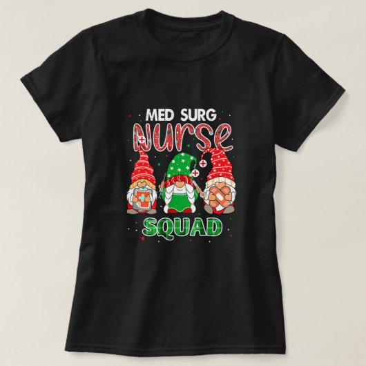 Med Surg Nurse Squad Kerstmis Gnomes RN Matching T-shirt (Design voorkant)
