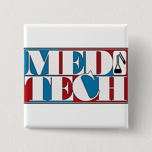 MED TECH LABORATORY BLOCK LOGO VIERKANTE BUTTON 5,1 CM (Voorkant)