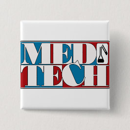 MED TECH LABORATORY BLOCK LOGO VIERKANTE BUTTON 5,1 CM